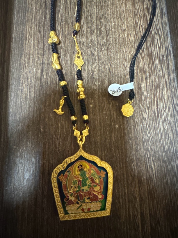 足金手工定制绿度母项链