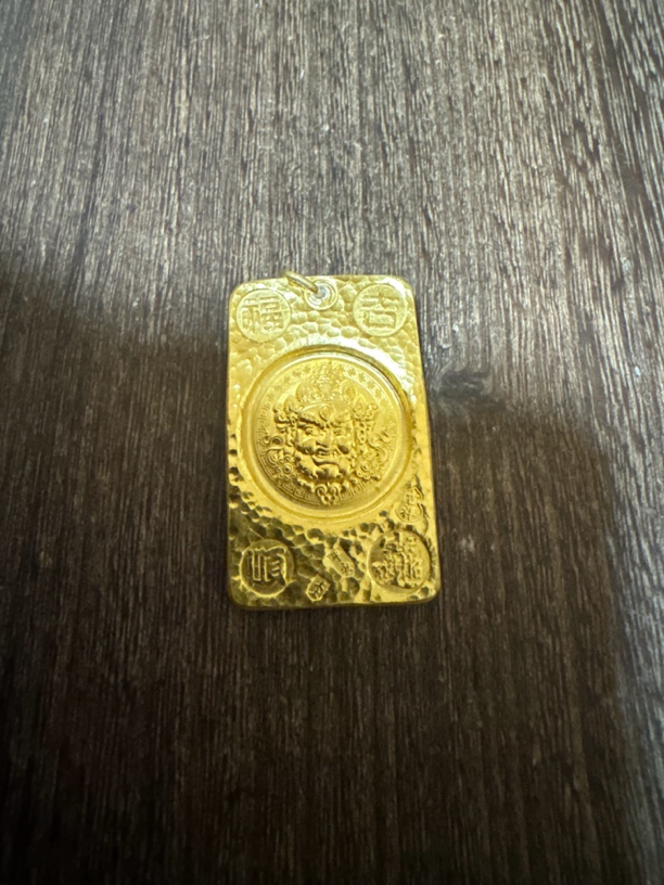 足金手工錾刻黄金定制吊坠