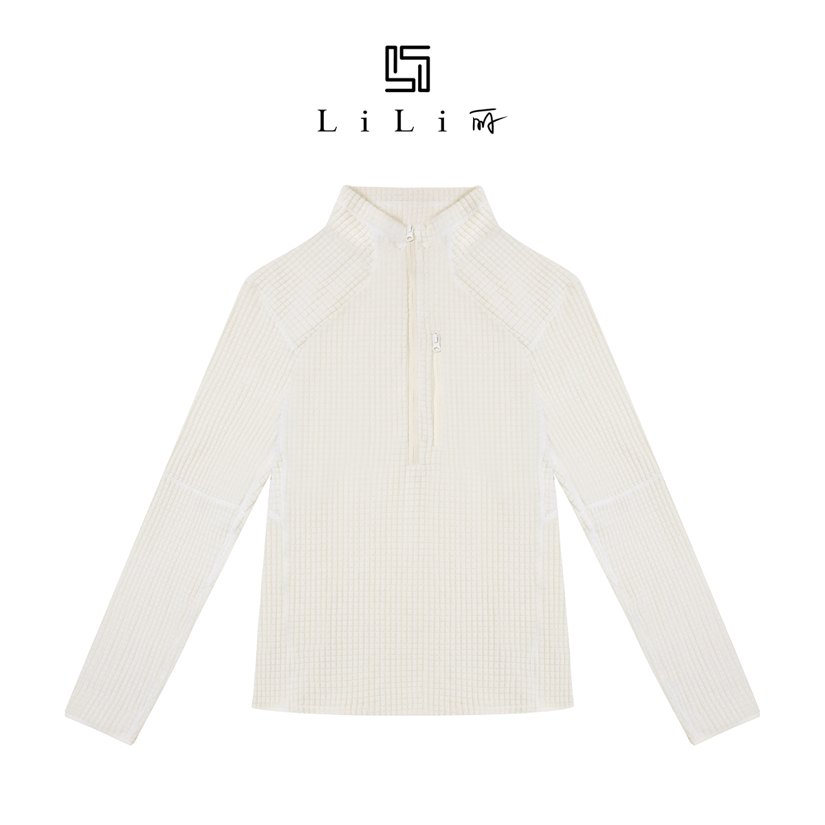 DALIART 私服摇粒绒 四面弹格子秋半开门襟拉链套头上衣DLTX1384