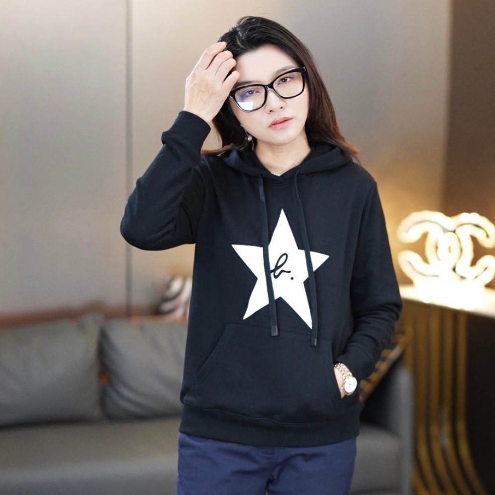 两人故事夜空中最亮的星新疆长绒棉复古宽松连帽上衣卫衣DLTX0439