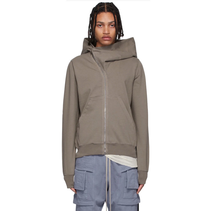 RO重磅高品质棉斜拉链巫师帽收口长袖青少年时尚上衣