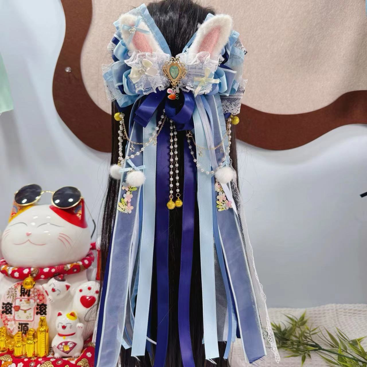 《兔子警官》洛丽塔发饰长飘带弹簧夹百搭头饰发夹