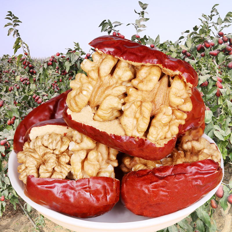 福利冰山雪农大枣夹核桃仁500g新鲜营养方便原味脆香