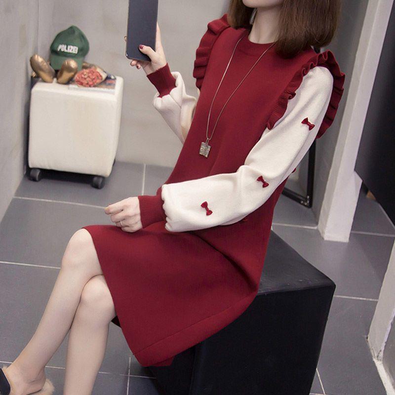 大码女装2023年秋冬新款显瘦减龄洋气毛衣裙胖妹妹时尚针织连衣裙
