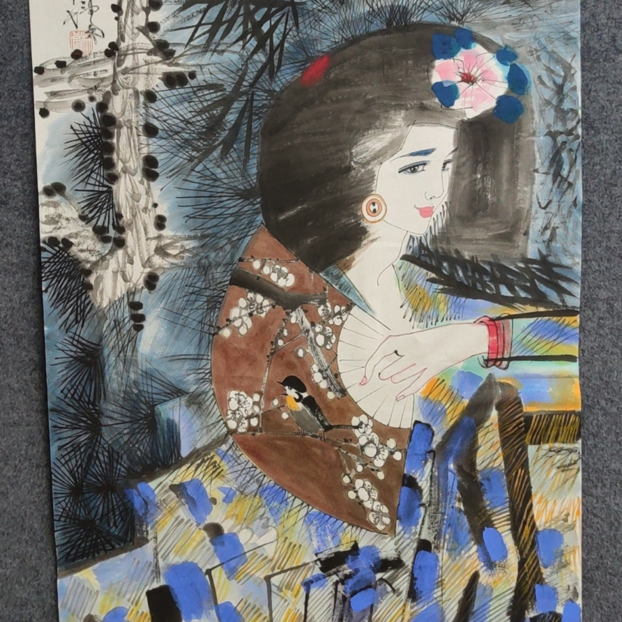 写意人物作品 纯手绘宣纸软片