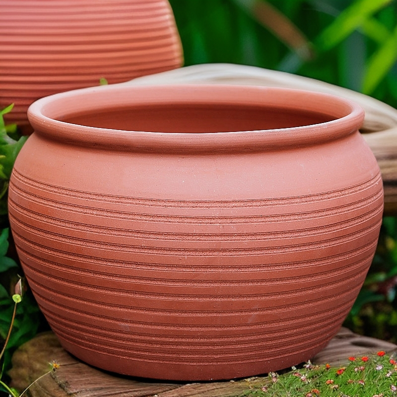 特大三角梅月季幸福树红陶土无釉庭院阳台老桩透气花盆