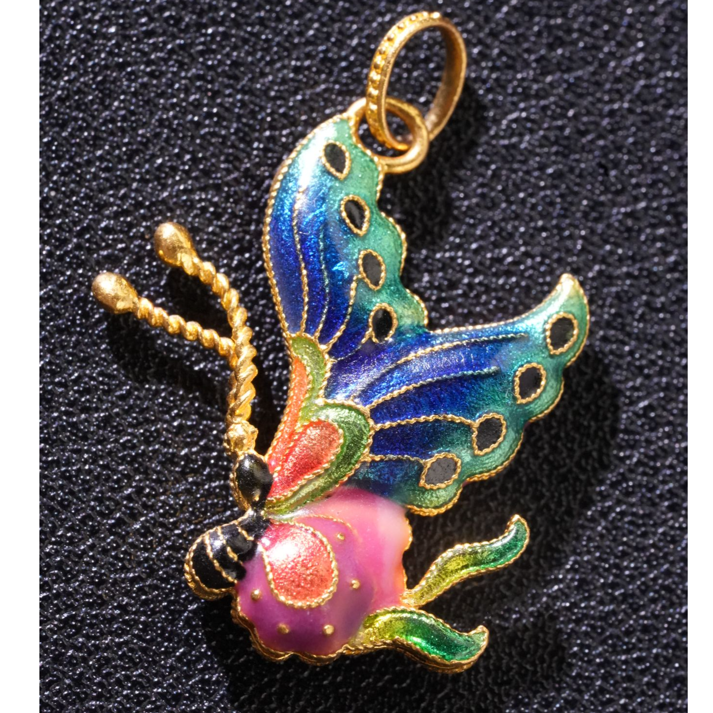 千禧黄金 烧蓝破茧蝴蝶吊坠Y030