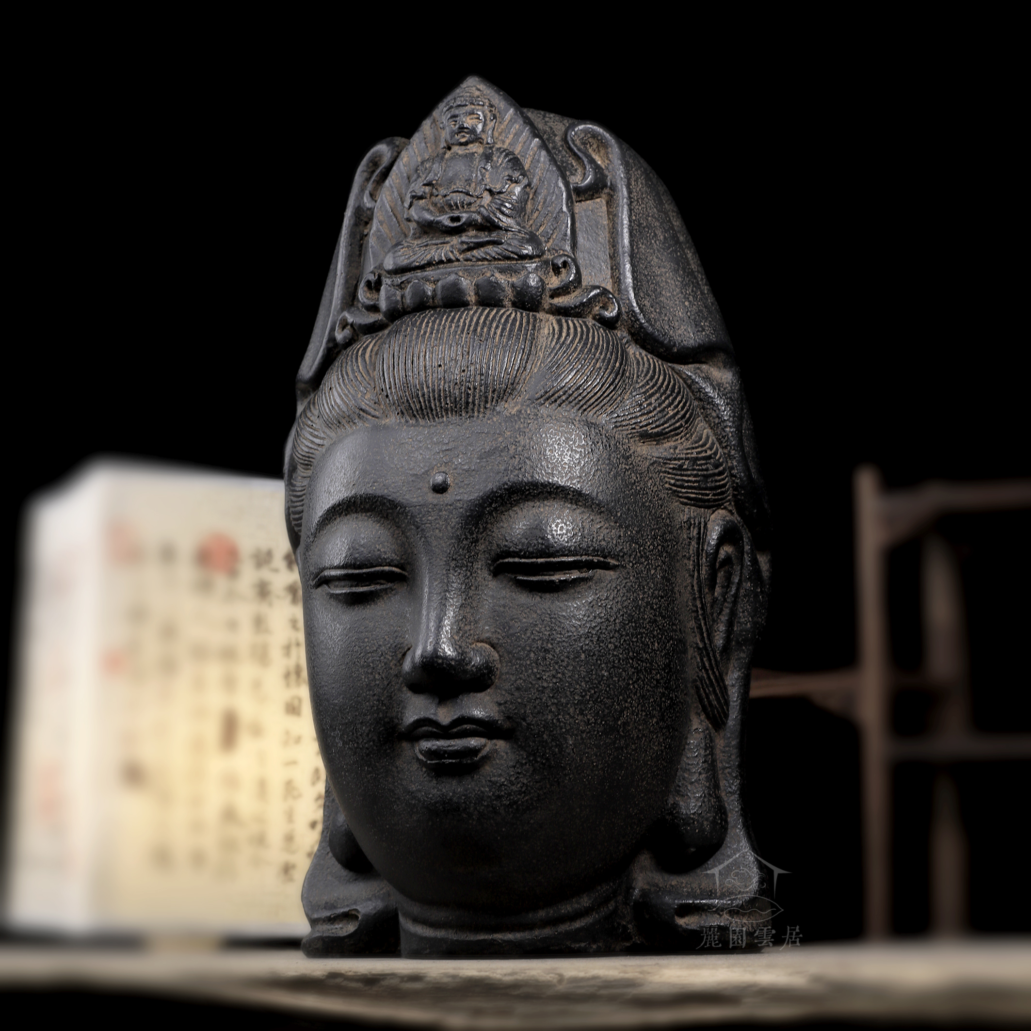 中式创意手工禅意仿古佛首玄关客厅酒柜软装饰摆件 - 观音佛首