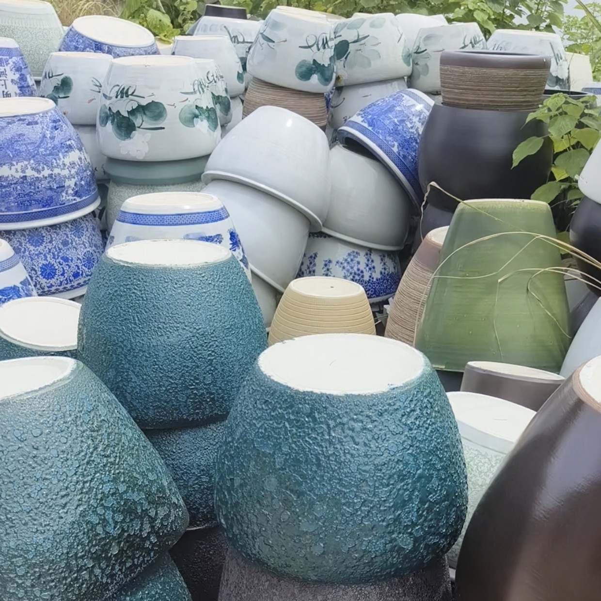 直径67高度45，陶瓷缸，正品清仓青花山水