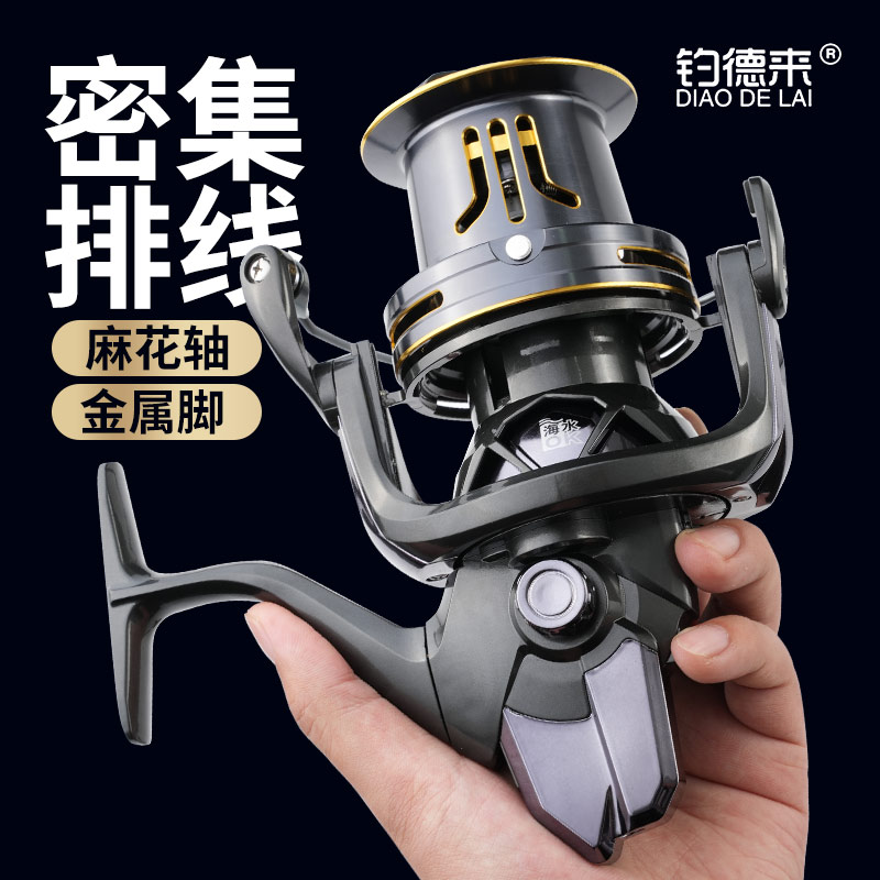 钓德来9000-14000型大物远投轮缓降排线全金属巨物海钓轮大物轮