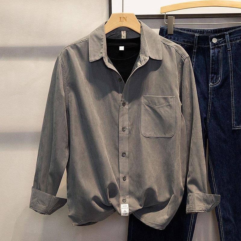 长袖衬衫男春季设计感小众内搭休闲外套男士春秋款帅气轻熟风衬衣