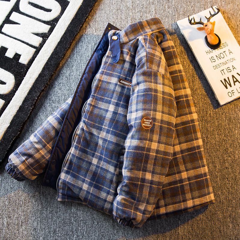 男装冬季格子双面穿棉衣复古潮牌设计感小众保暖棉服外套男百韩版