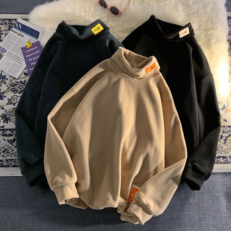 高领打底衫男内搭加绒加厚ins港风保暖长袖T恤秋冬季新款卫衣秋衣