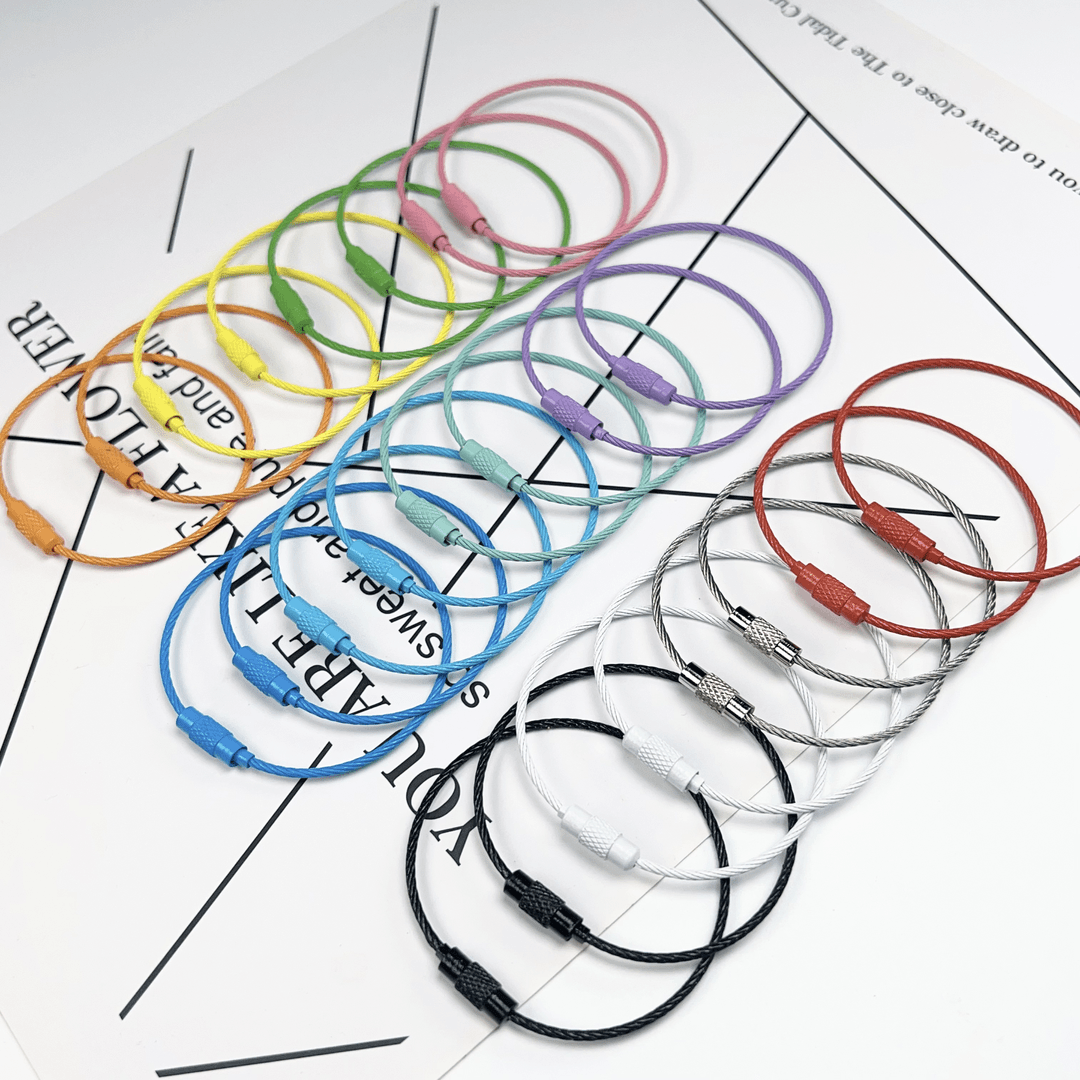 多功能挂件创意彩色烤漆钢丝绳吊牌喷漆旋转钥匙圈钥匙扣DIY配饰