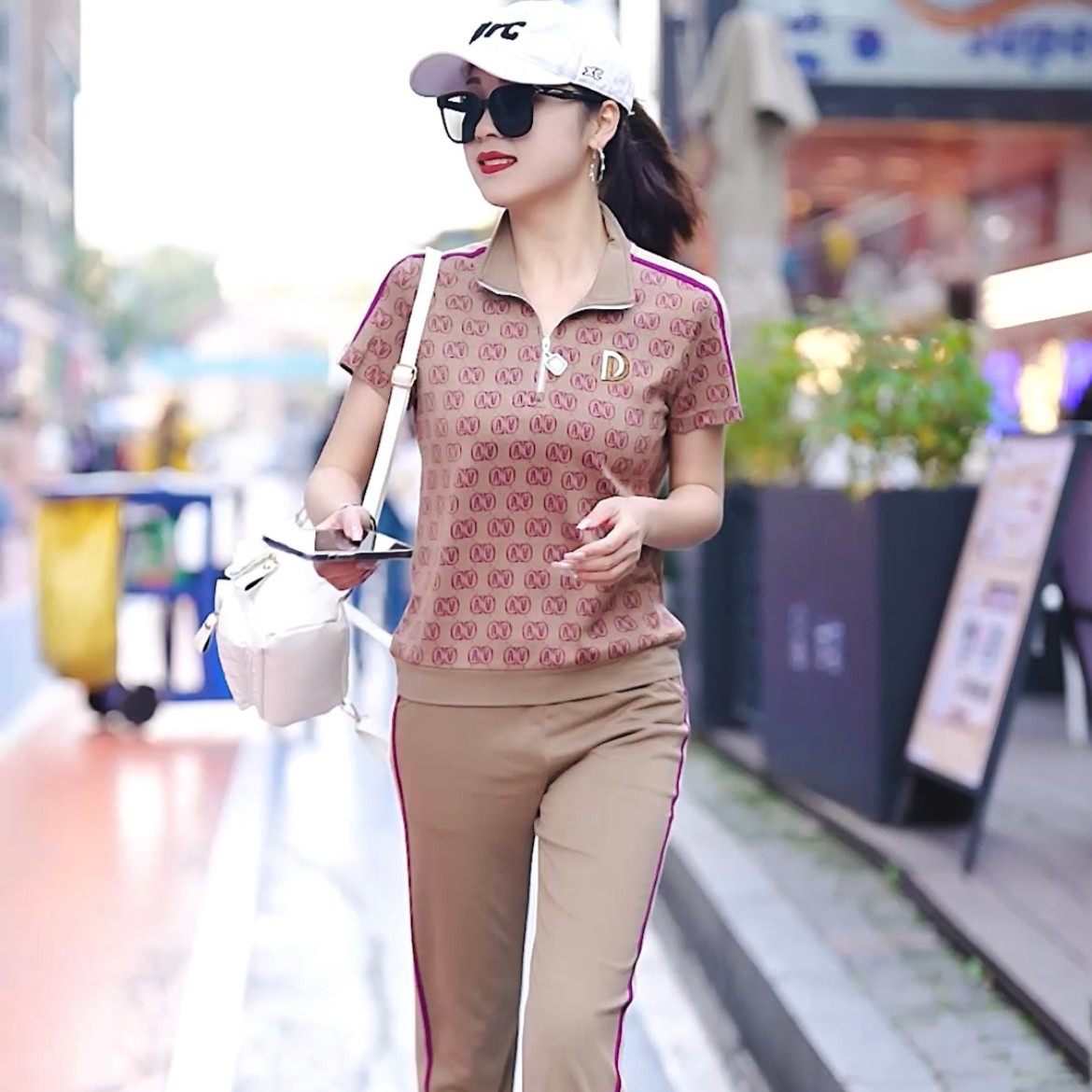 3372夏季时尚运动优雅妈妈中老年广场舞休闲透气运动套装（现货）