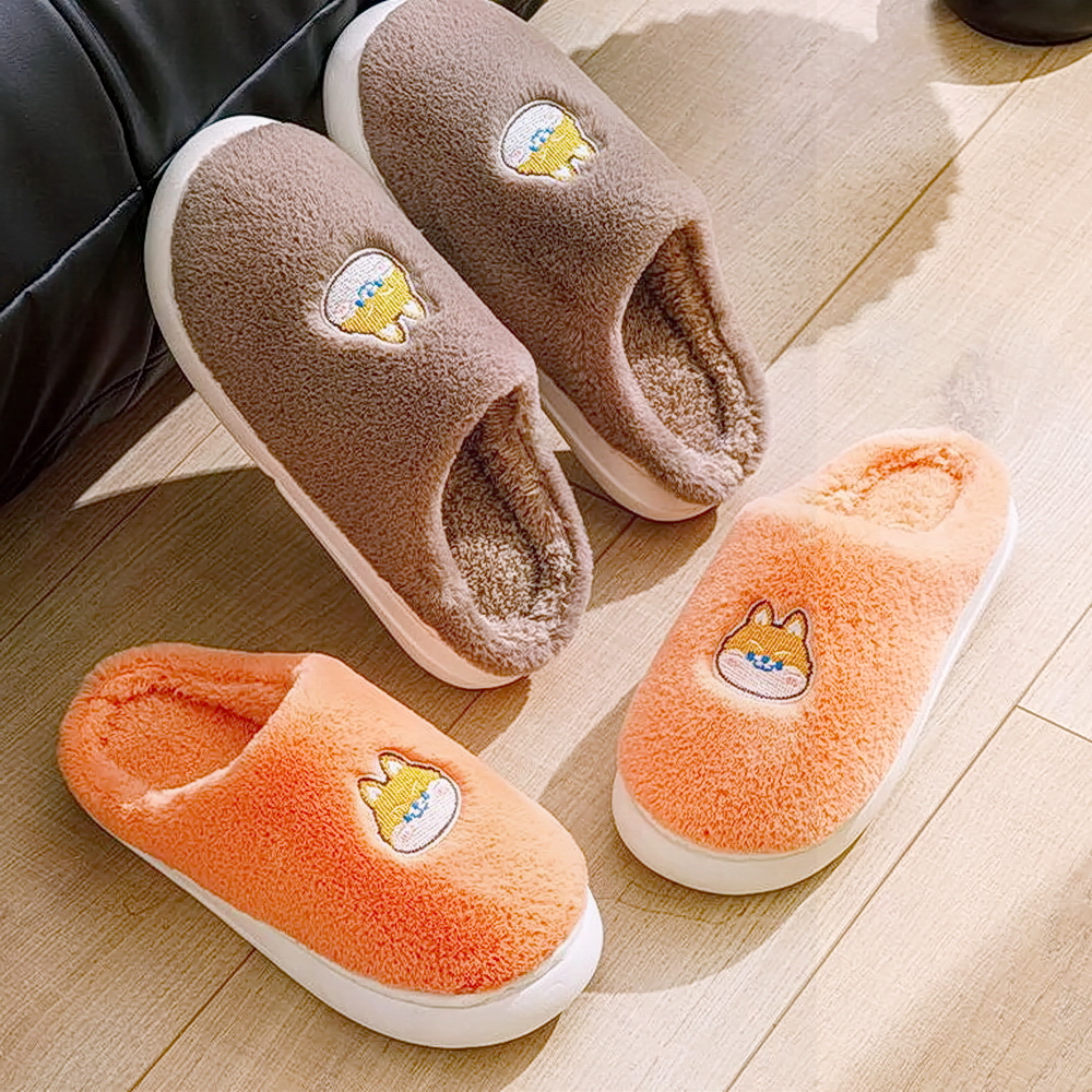 冬季新品棉拖鞋防滑设计柴犬加绒柴犬款棉拖鞋温暖舒适家居