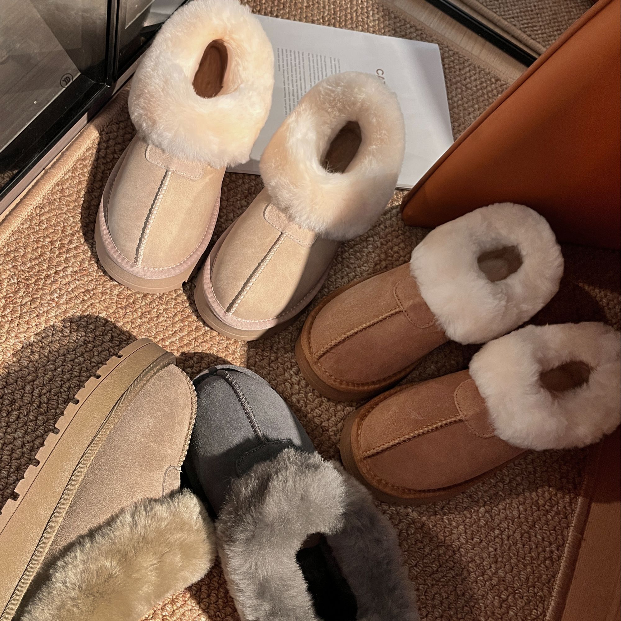 塔茨特地靴2024年冬季新款真皮女鞋棉鞋加厚加绒韩版经典厚底靴子