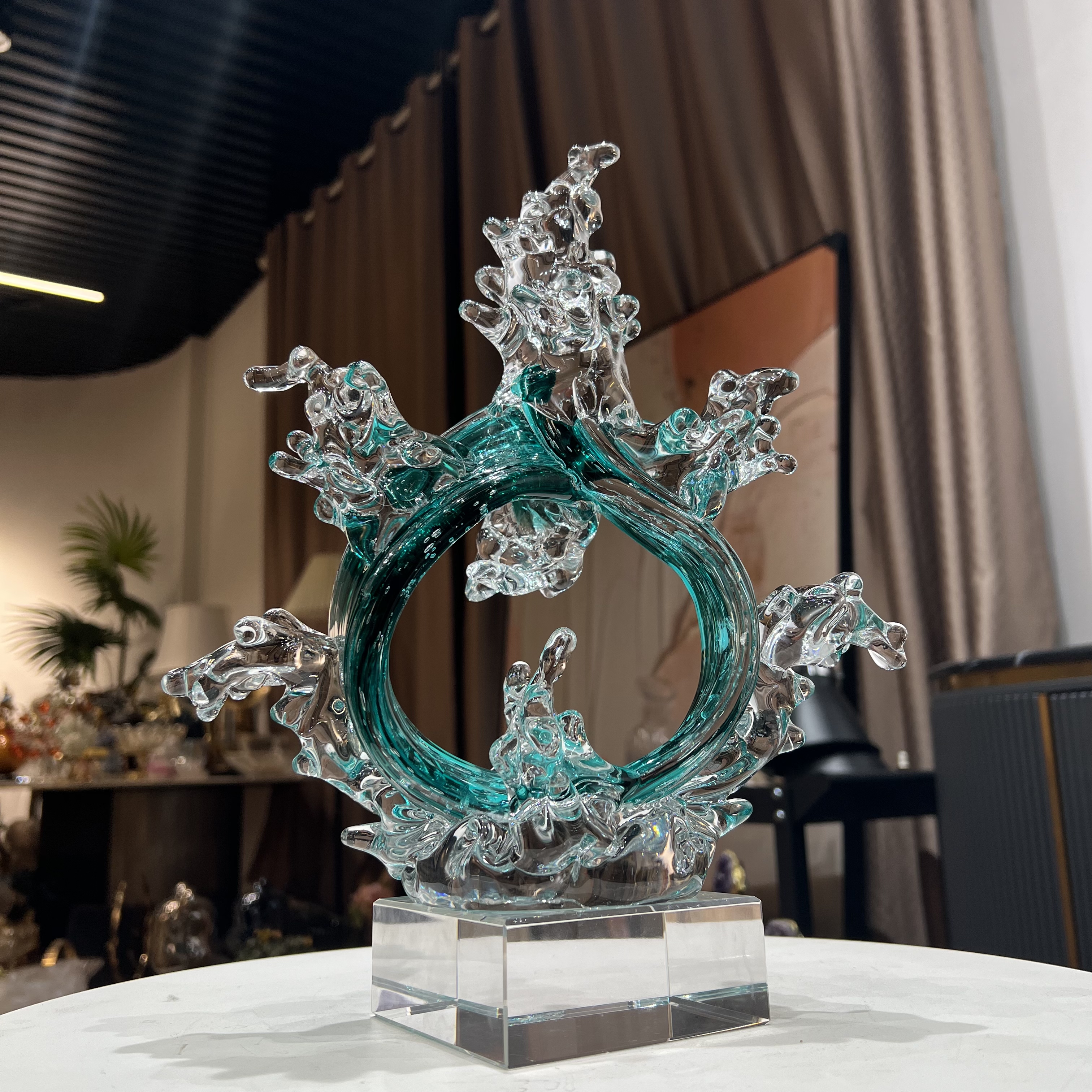 2025蛇年财源滚滚摆件轻奢现代办公室玄关电视酒柜琉璃摆设装饰品