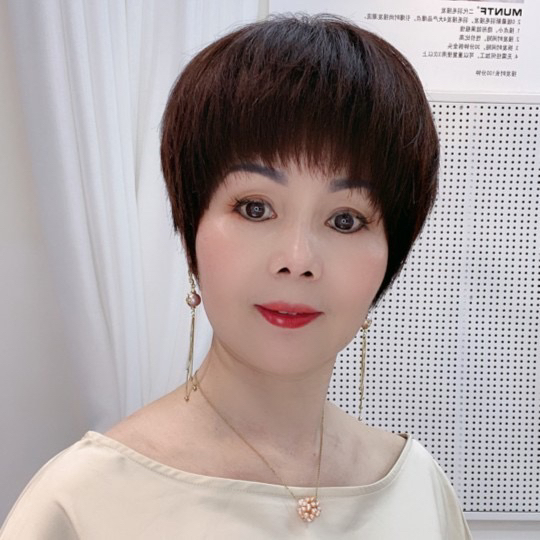 丽诗雅假发纯手工全真发超轻薄透气简约不简单减龄时尚自然短发