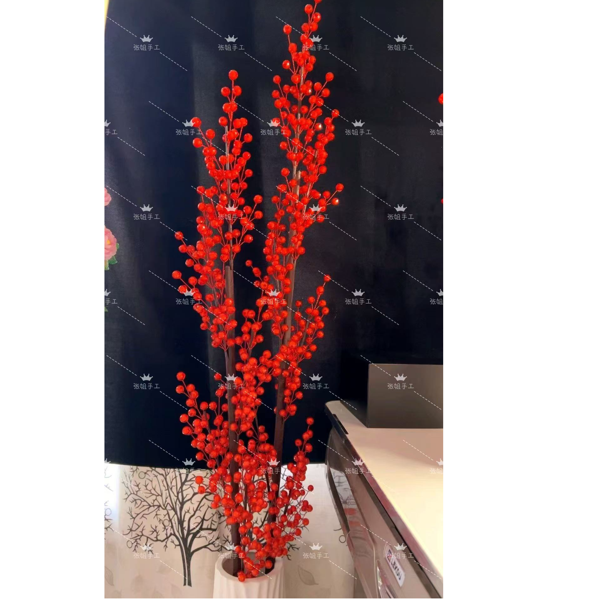 【年宵花】落地款一路长红（切面珠）材料包（没有长花杆）