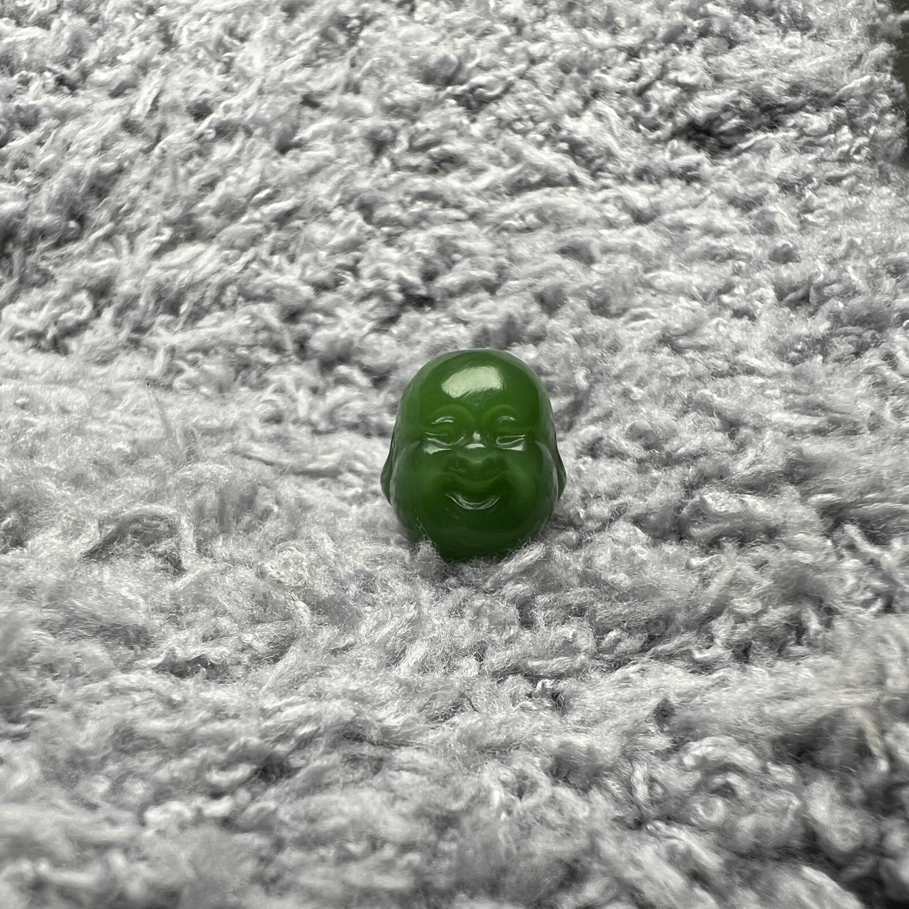 【玖仰文玩】俄料老坑碧玉弥勒笑佛配饰10*10.4*11.1mm JY005