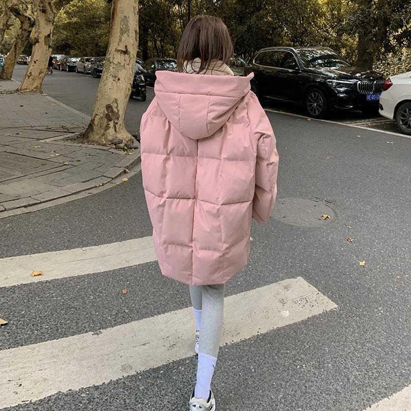粉色服女中长款2023年冬季新款加厚白鸭短款羽绒服长款羽绒服洋气