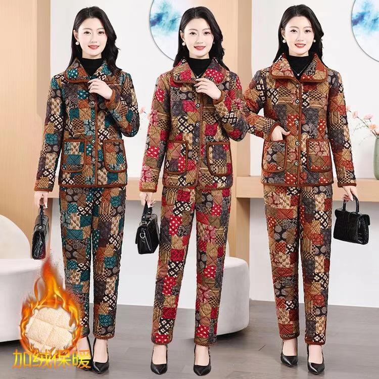 2025新款冬装中老年妈妈棉袄套装中式减龄时尚修身休闲洋气妈妈装