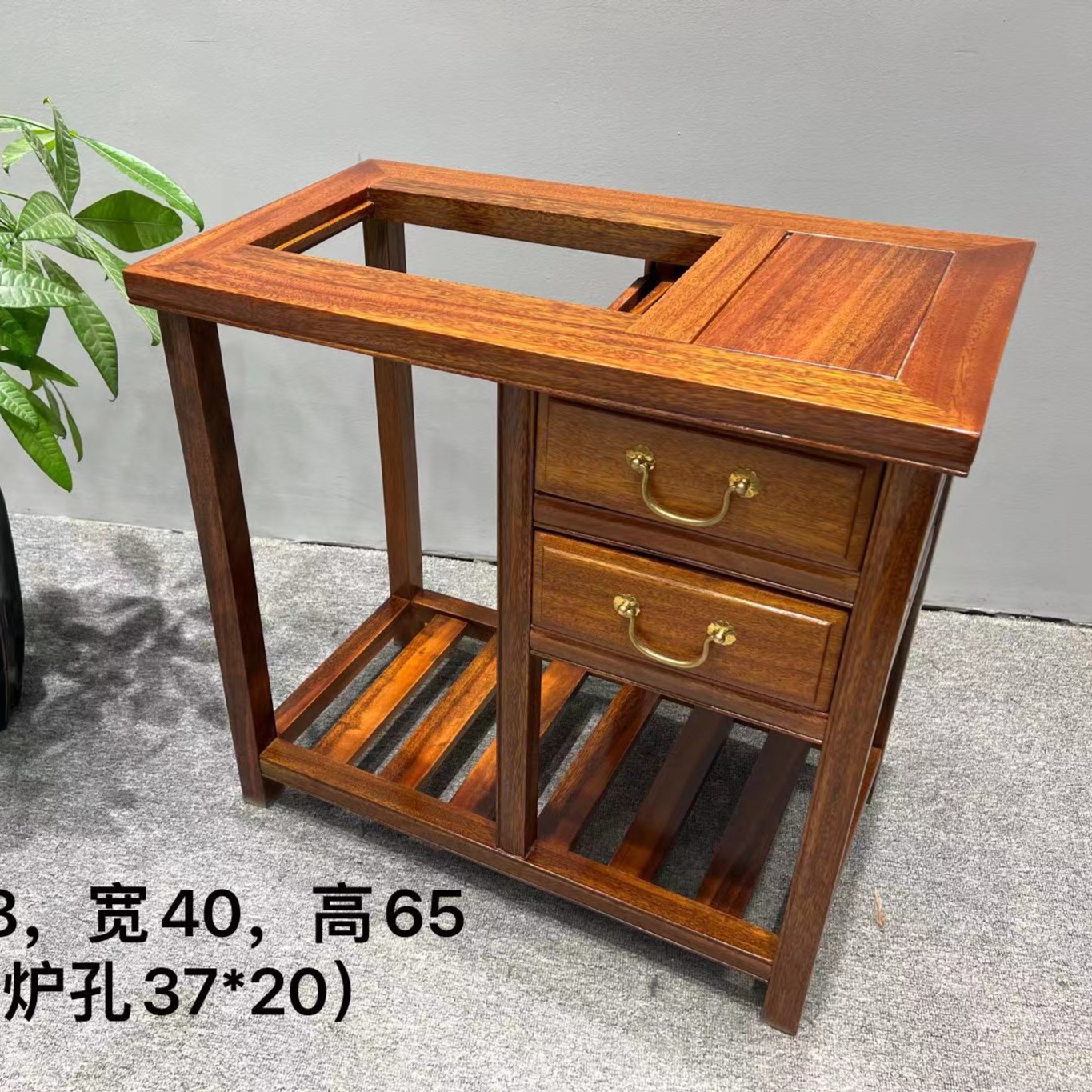 【双抽茶水柜】加纳圆盘豆材质榫卯工艺实木边柜茶柜烧水中式茶边柜