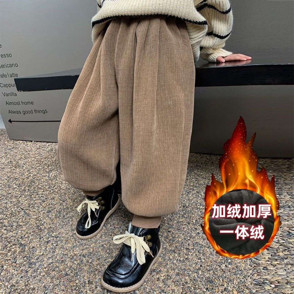 男童裤子灯芯绒加绒加厚休闲秋冬款休闲裤哈伦裤厚款韩版灯笼裤潮