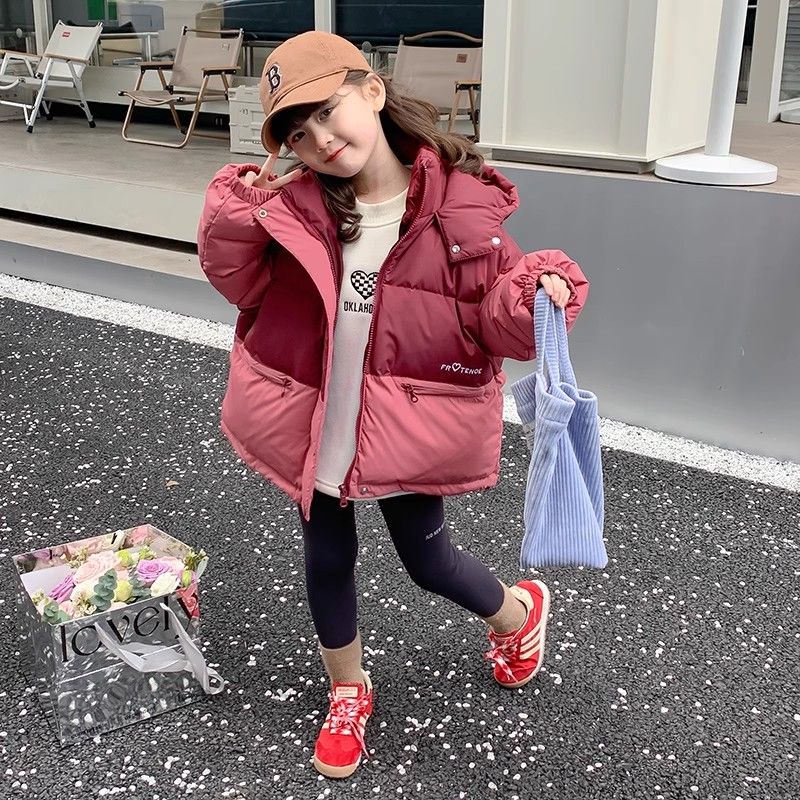 时尚洋气冬季加厚外套棉袄中大童保暖连帽宝宝秋冬羽服手塞棉棉衣