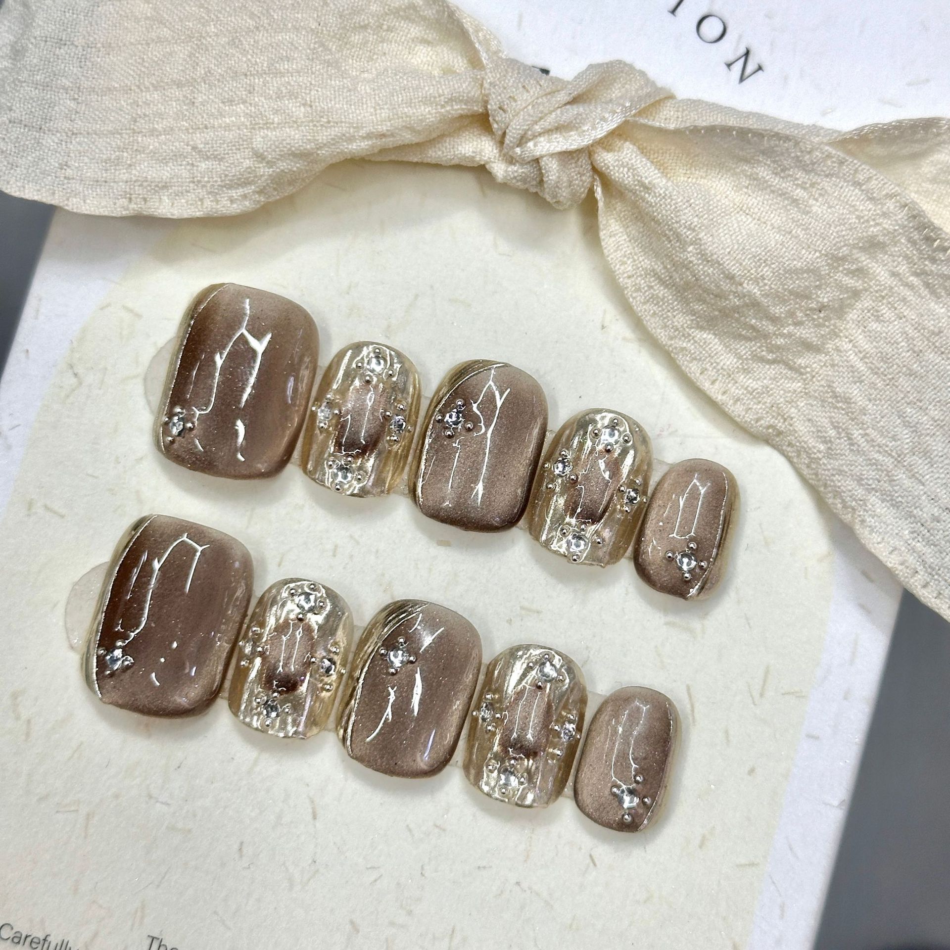 【恕瑞玛女皇】布契拉提手工美甲咖色猫眼美甲秋冬爆款