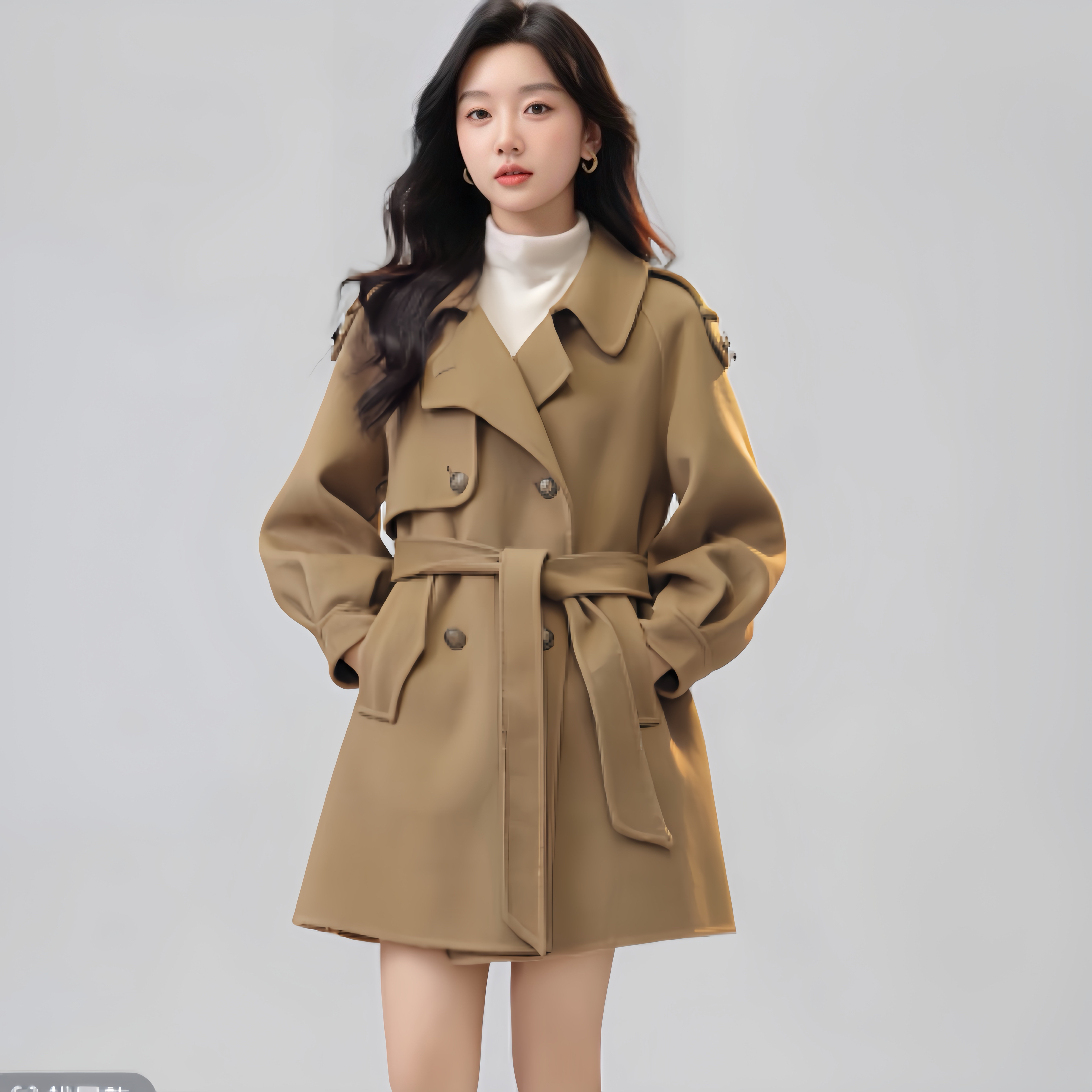 《小蜜蜂》2024年秋冬双面毛呢大衣女中长款外套毛呢大衣