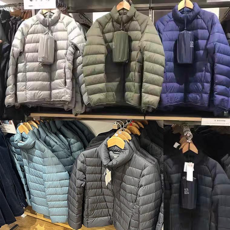 日本u家轻薄羽绒羽绒服服男立领白绒内胆新款男生大