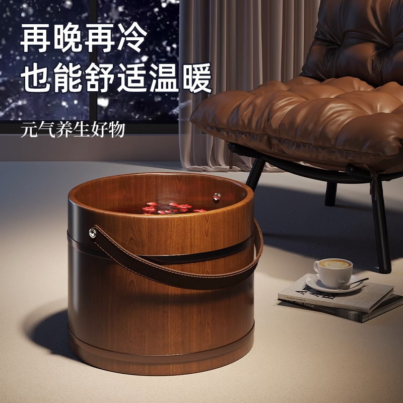 手提泡脚桶木桶过小腿木质家用洗脚实木足浴桶大空间养生洗脚桶-Q