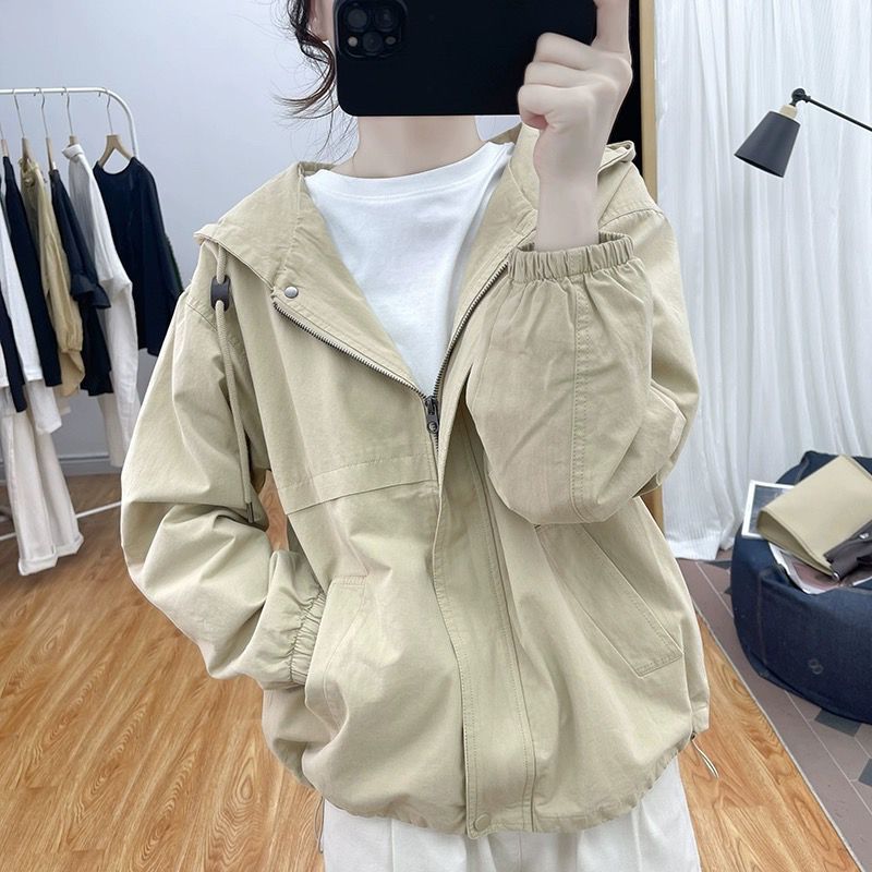 秋装休闲连帽外套女新款韩范宽松上衣复古显瘦百搭工装外套