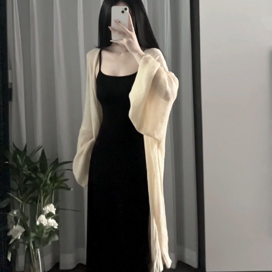 纯欲风洋气吊带裙两件套装早秋甜辣复古拽姐风斩女穿搭连衣裙子潮