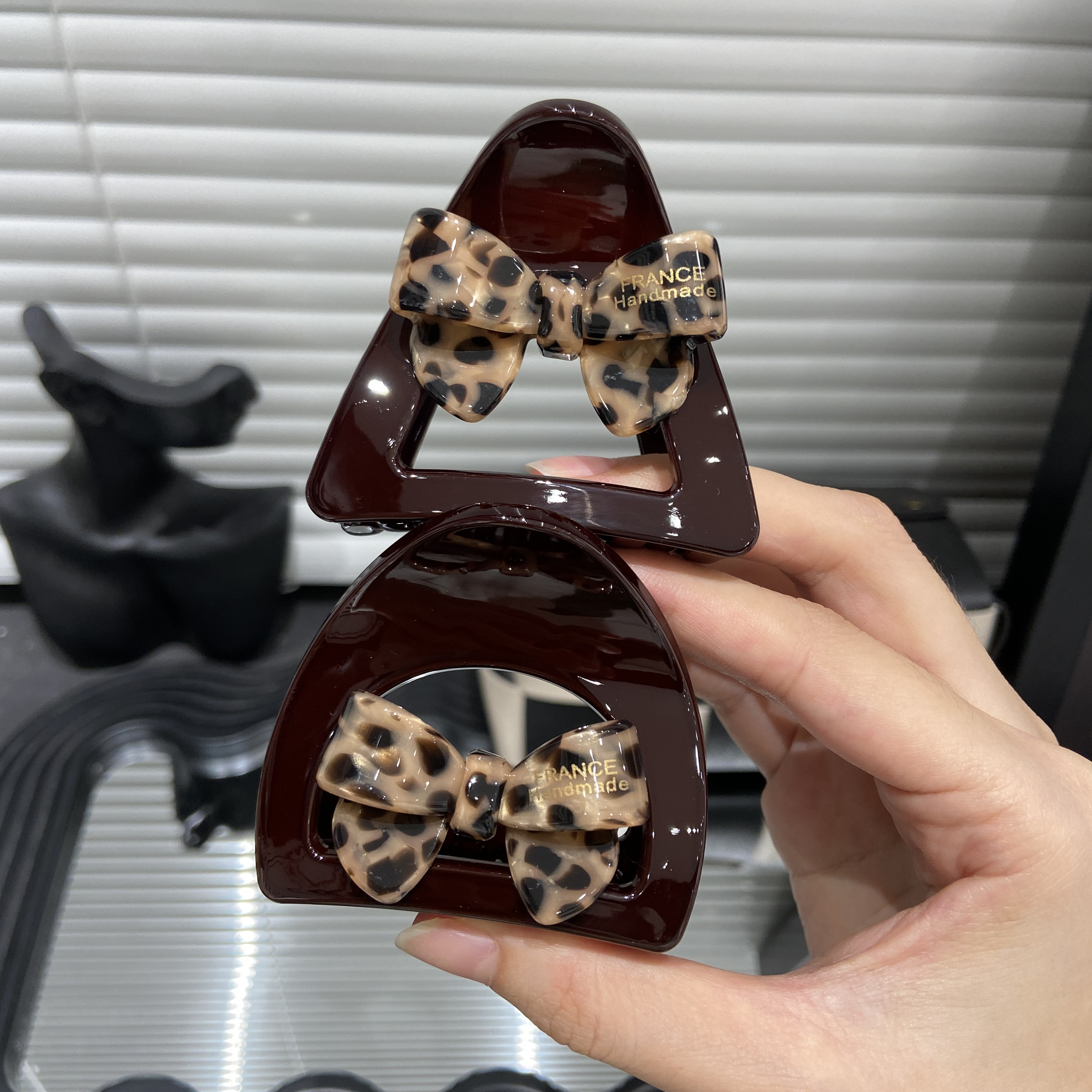 E3829 豹纹精灵耳蝴蝶结公主头抓夹侧边小夹子前额刘海夹鲨鱼夹