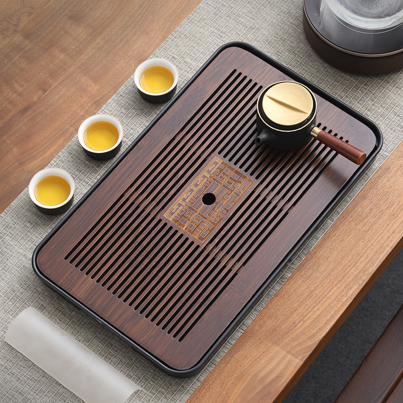 43*26茶盘家用蓄排水密胺托盘竹茶具2025新款客厅沥水干泡小茶台