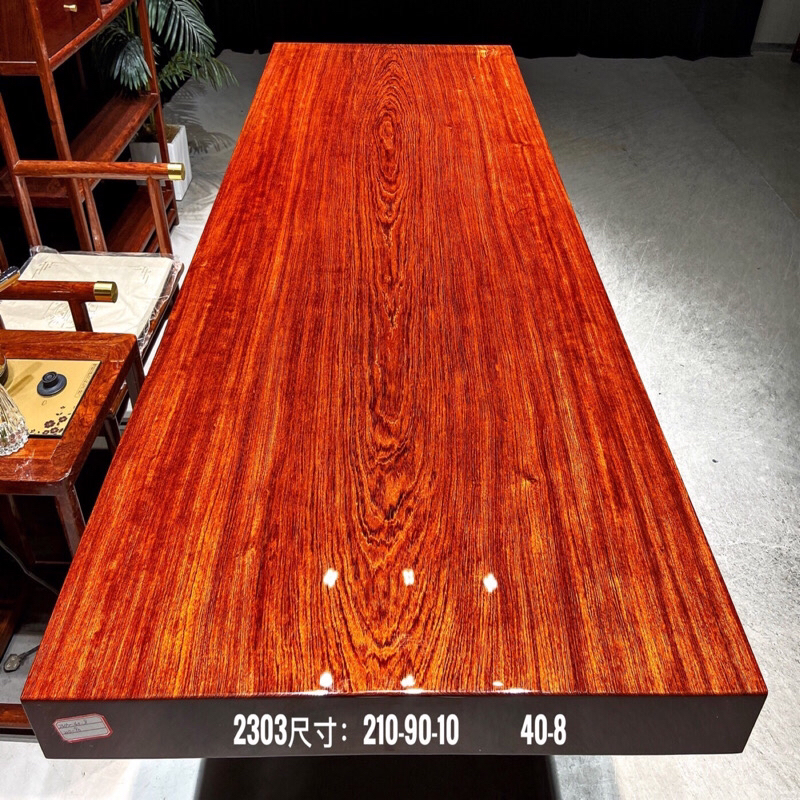 【半闲木作】210*90*10巴花实木大板茶桌餐桌办公桌会议桌组装