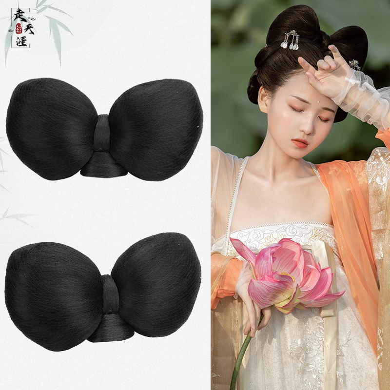 汉服假发猫耳朵发包古装蝴蝶结发髻双头锦鲤髻双辞髻唐装假发包