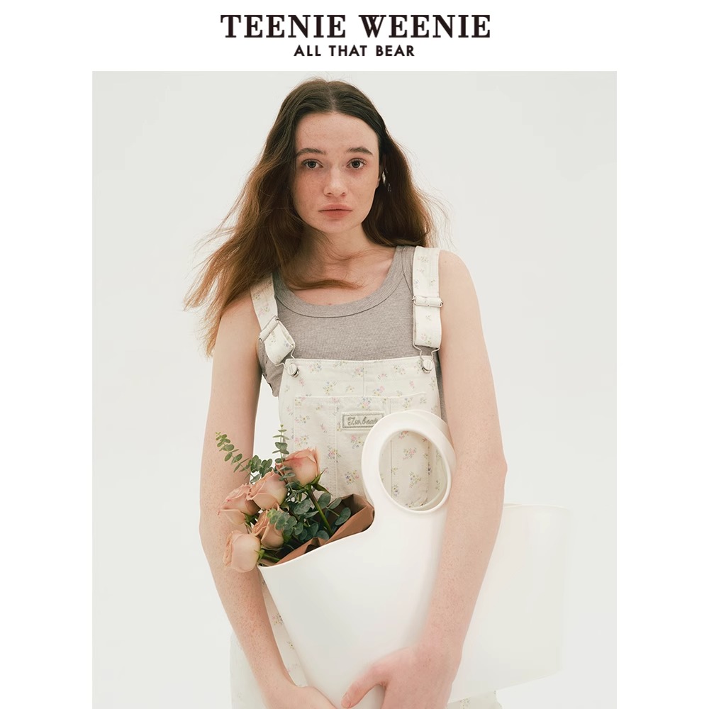 TeenieWeenie小熊24春游出行多巴胺牛仔背带阔腿长裤TTTJ246318N