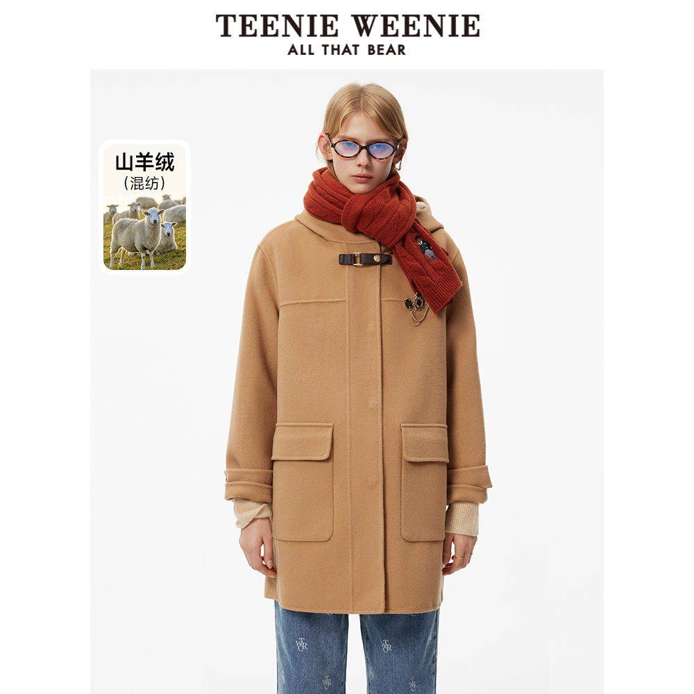 【达播专属】TeenieWeenie小熊24大衣绵羊毛外套上衣女TTJW244V01W