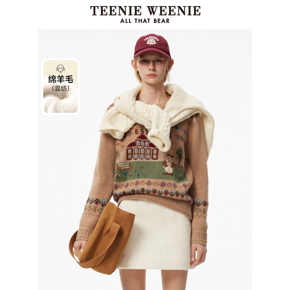 【达播专属】TeenieWeenie小熊女装毛衣24绵羊毛宽松TTKW244V03W