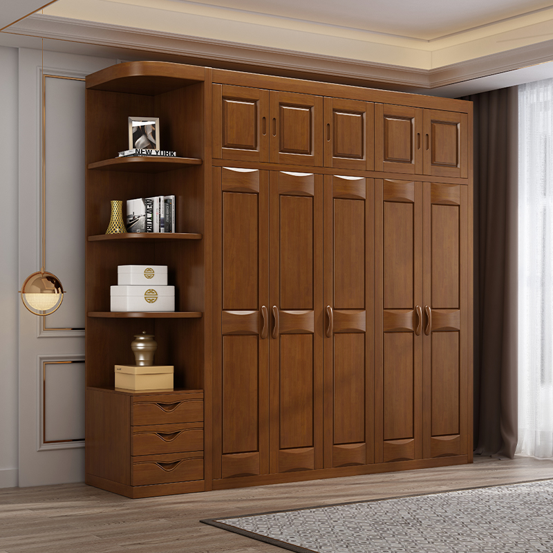 帝娅居F1503实木新中式衣柜家用简约主卧木质经济型大容量衣柜