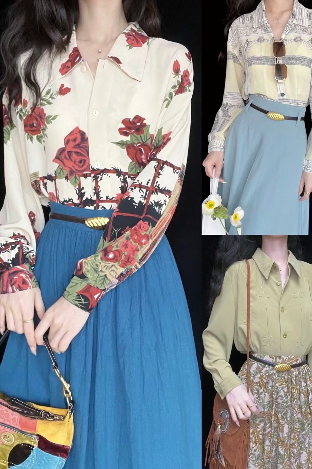 古着vintage百搭复古半裙衬衫