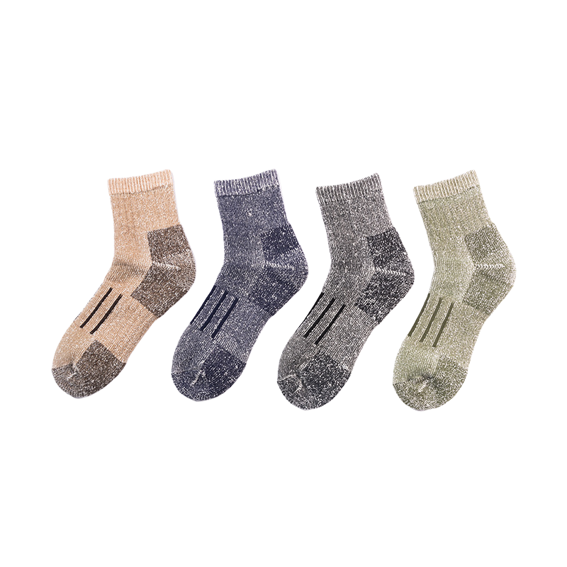 亚马逊新款美利奴羊毛袜男户外徒步爬山春秋短筒地板保暖袜运动袜