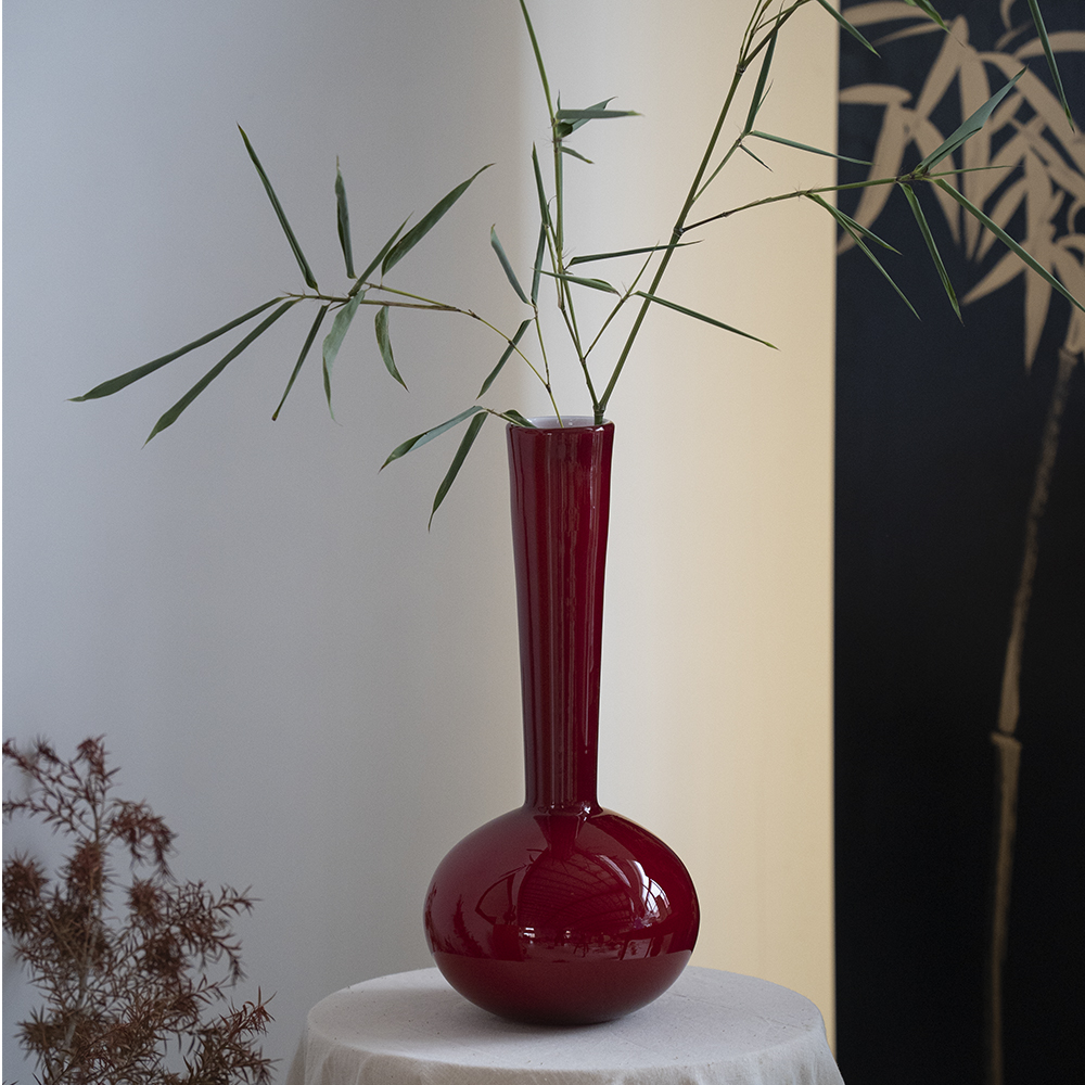 高35cm美式复古玻璃花瓶客厅装饰摆件高级感鲜花仿真花插花花器