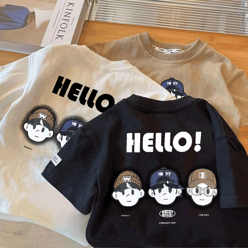 100纯棉儿童新款T恤卡通男童短袖宽松女宝宝潮款半袖上衣洋气夏装