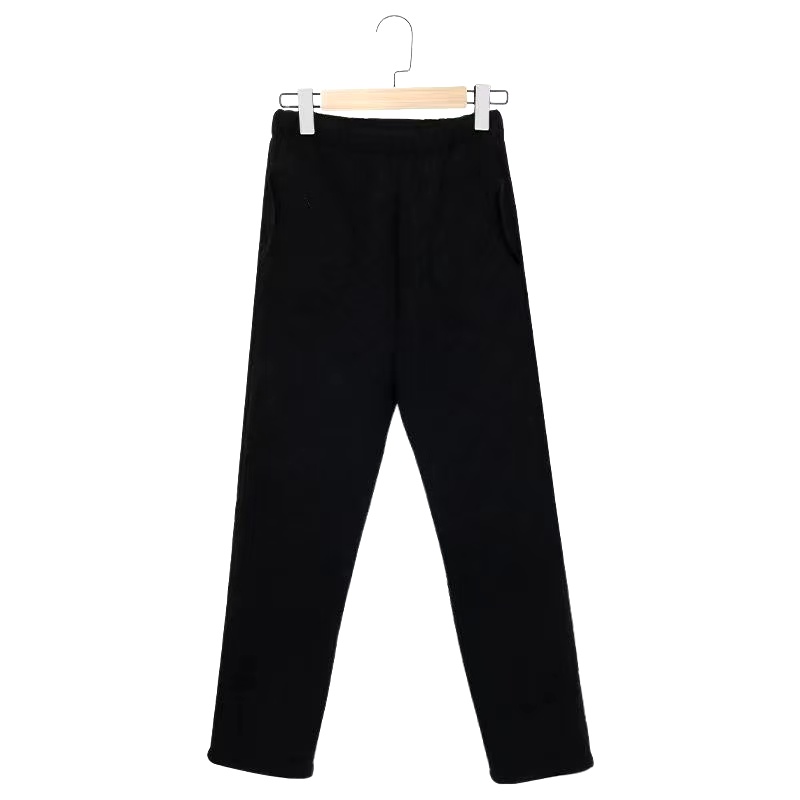 雪尼尔加绒加厚竖条纹黑里绒冬季保暖家居裤三层黑色裤子秋冬长裤