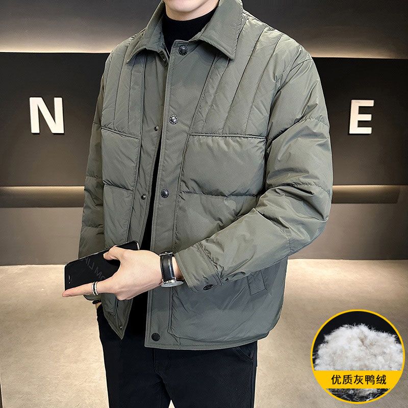 波司澄户外轻薄羽绒服男士冬季新款潮牌帅气衬衫领高端男装加厚外